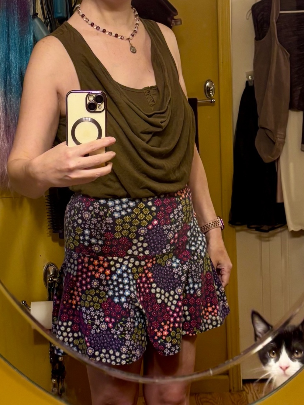 Lands' End Navy Floral Skater Skirt - Picture 5 of 5